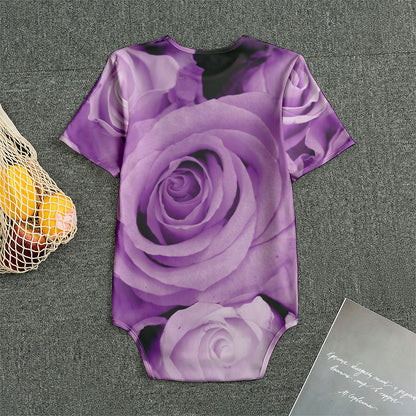 Purple Rose Print Men's Bodysuit