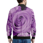 Purple Rose Print Men's Bomber Jacket