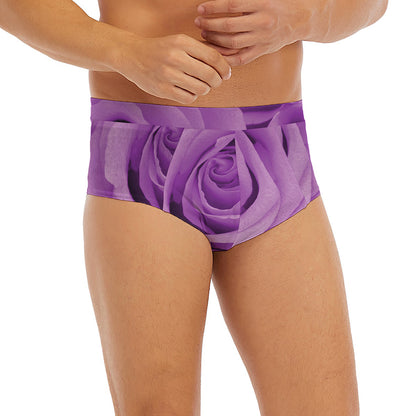 Purple Rose Print Men's Briefs