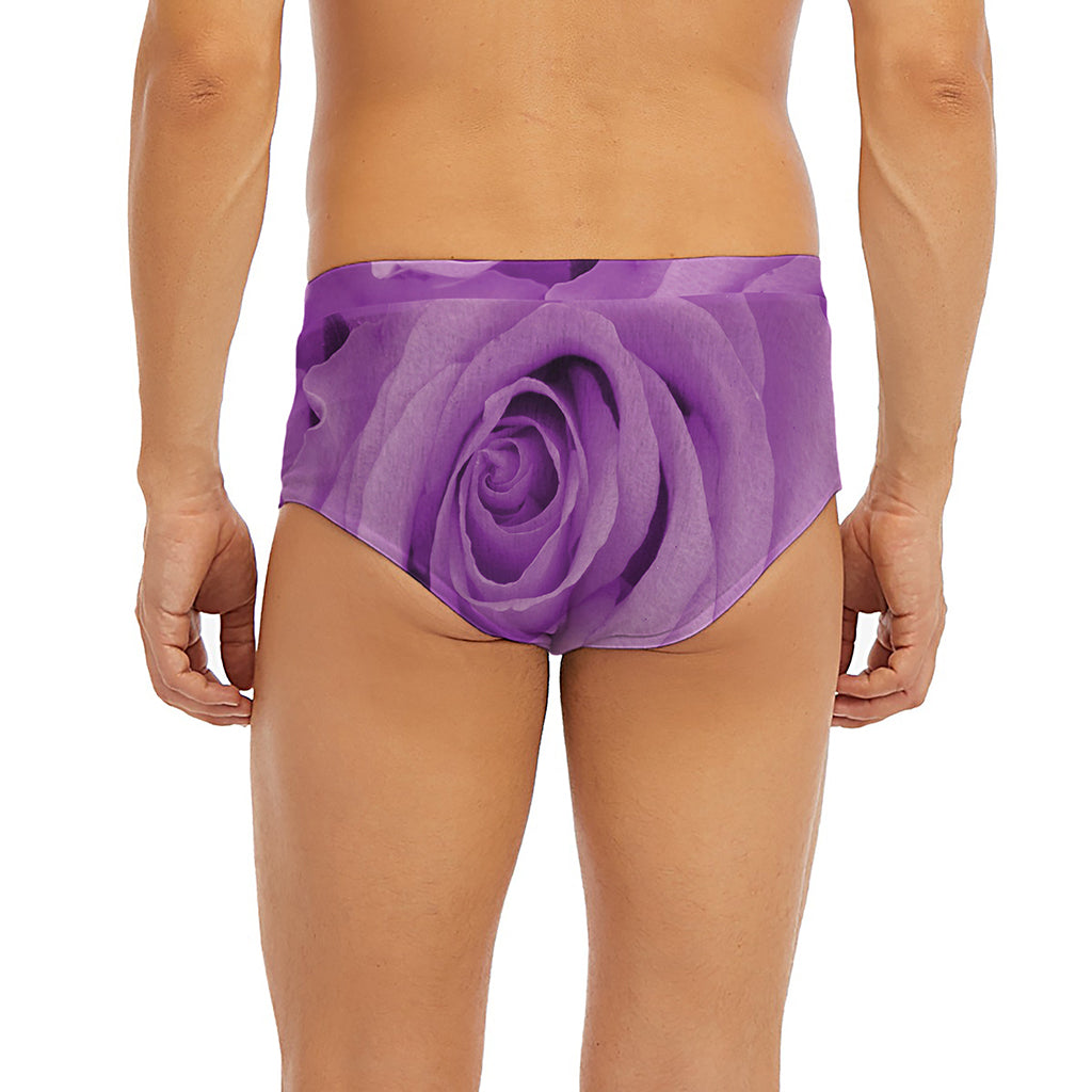 Purple Rose Print Men's Briefs