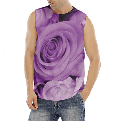 Purple Rose Print Men's Fitness Tank Top