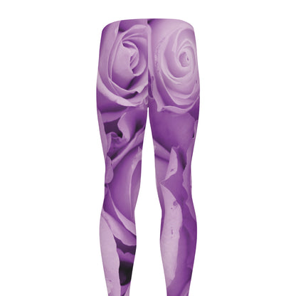 Purple Rose Print Men's leggings