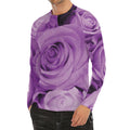 Purple Rose Print Men's Long Sleeve Rash Guard