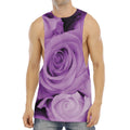 Purple Rose Print Men's Muscle Tank Top