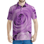 Purple Rose Print Men's Polo Shirt