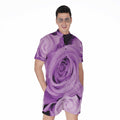 Purple Rose Print Men's Romper