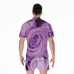 Purple Rose Print Men's Rompers