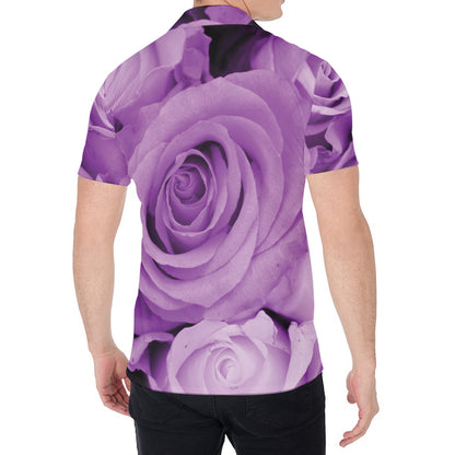 Purple Rose Print Men's Shirt