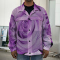 Purple Rose Print Men's Shirt Jacket