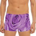 Purple Rose Print Men's Short Boxer Briefs