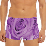 Purple Rose Print Men's Short Boxer Briefs