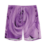 Purple Rose Print Men's Sports Shorts