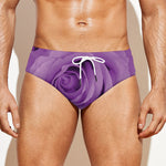 Purple Rose Print Men's Swim Briefs