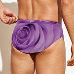 Purple Rose Print Men's Swim Briefs