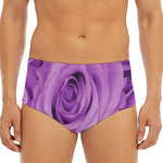 Purple Rose Print Men's Triangle Swim Briefs