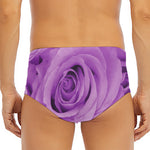 Purple Rose Print Men's Triangle Swim Briefs