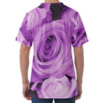 Purple Rose Print Men's Velvet T-Shirt
