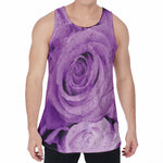 Purple Rose Print Men's Velvet Tank Top