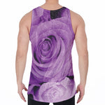 Purple Rose Print Men's Velvet Tank Top