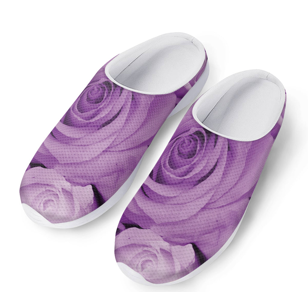 Purple Rose Print Mesh Casual Shoes