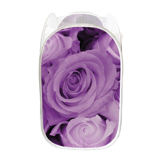 Purple Rose Print Mesh Laundry Hamper