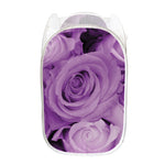 Purple Rose Print Mesh Laundry Hamper
