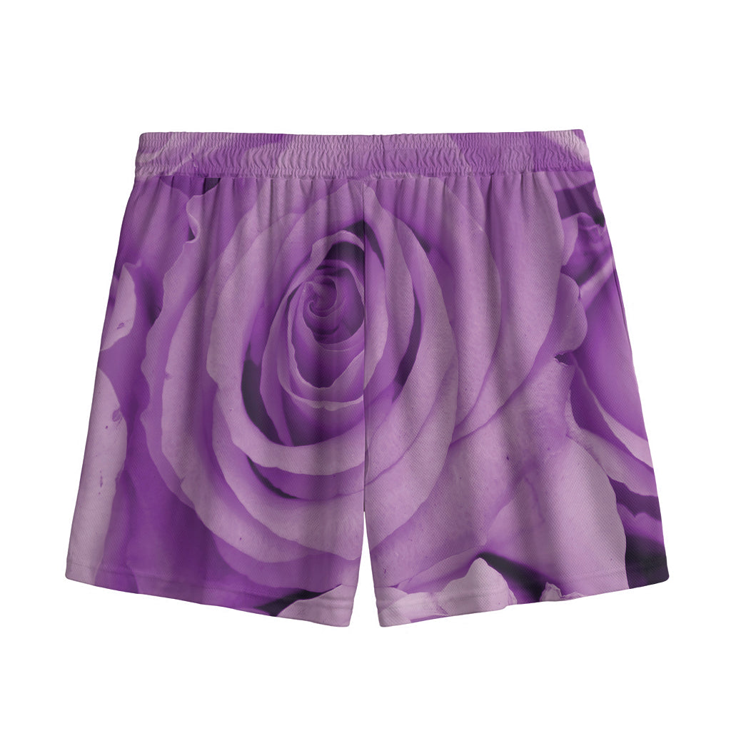 Purple Rose Print Mesh Shorts