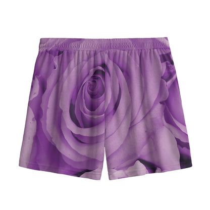 Purple Rose Print Mesh Shorts
