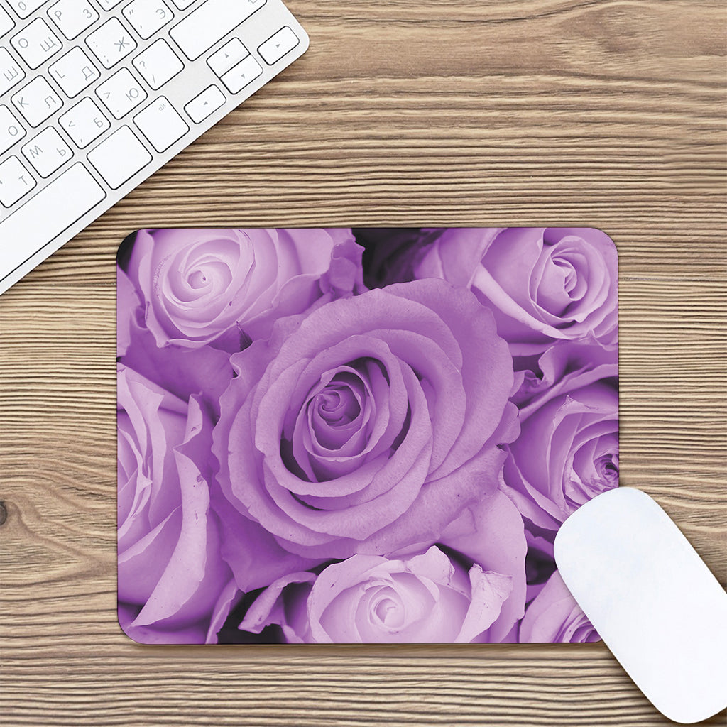Purple Rose Print Mouse Pad