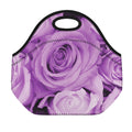 Purple Rose Print Neoprene Lunch Bag