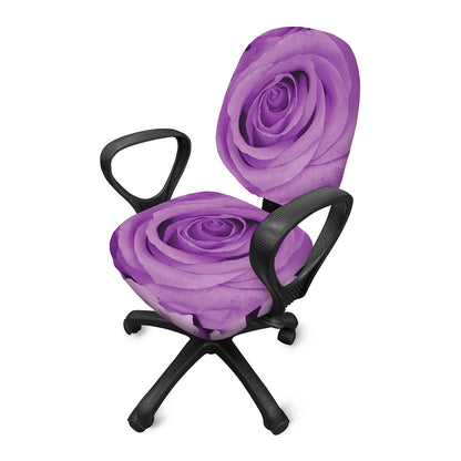 Purple Rose Print Office Chair Cover