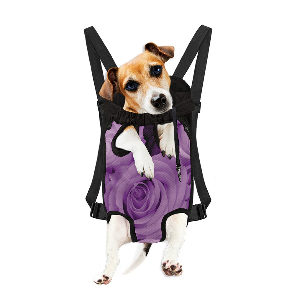 Purple Rose Print Pet Carrier Backpack