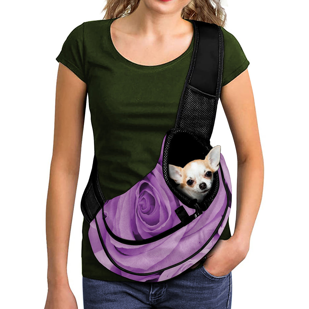 Purple Rose Print Pet Sling Carrier