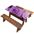 Purple Rose Print Picnic Table Cover