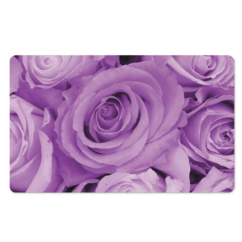 Purple Rose Print Polyester Doormat