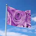 Purple Rose Print Polyester Flag