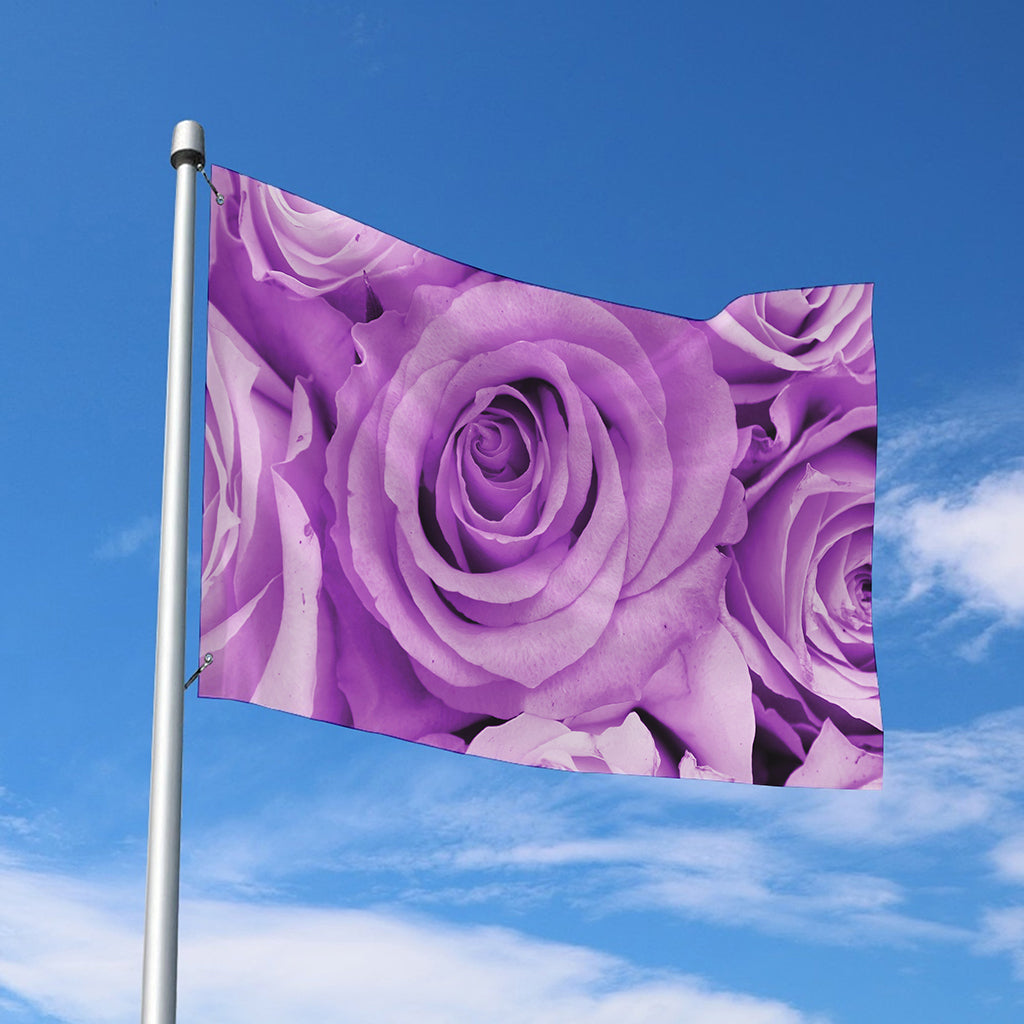 Purple Rose Print Polyester Flag