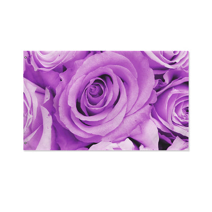 Purple Rose Print Polyester Flag