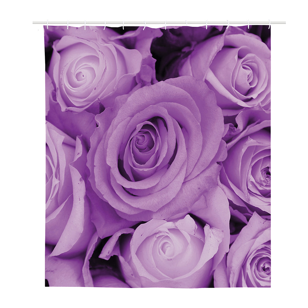 Purple Rose Print Polyester Shower Curtain