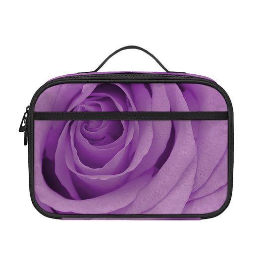 Purple Rose Print Portable Lunch Bag