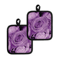 Purple Rose Print Pot Holders
