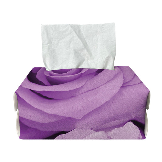 Purple Rose Print Rectangle Tissue Box Cover