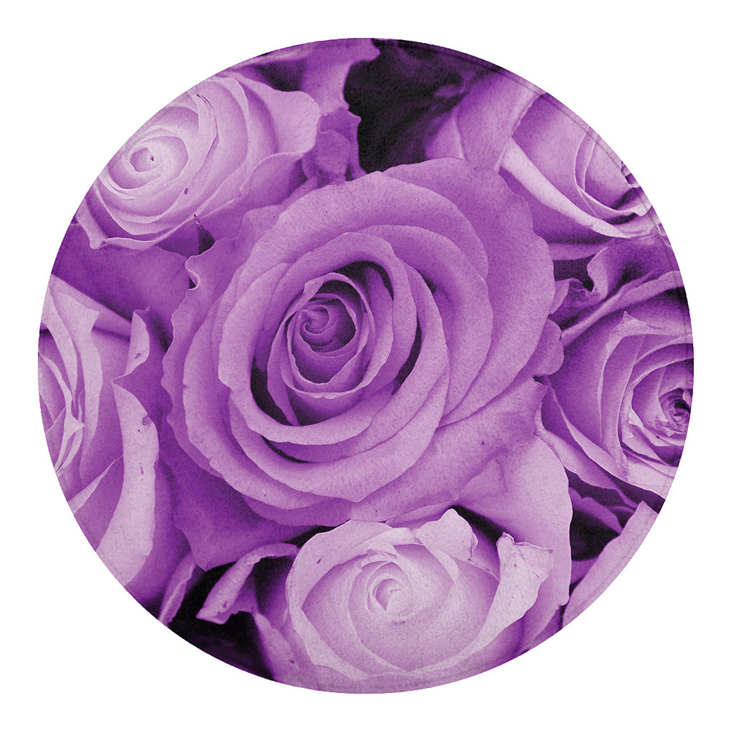 Purple Rose Print Round Blanket