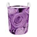 Purple Rose Print Round Laundry Basket