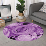Purple Rose Print Round Rug