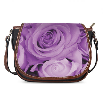 Purple Rose Print Saddle Bag