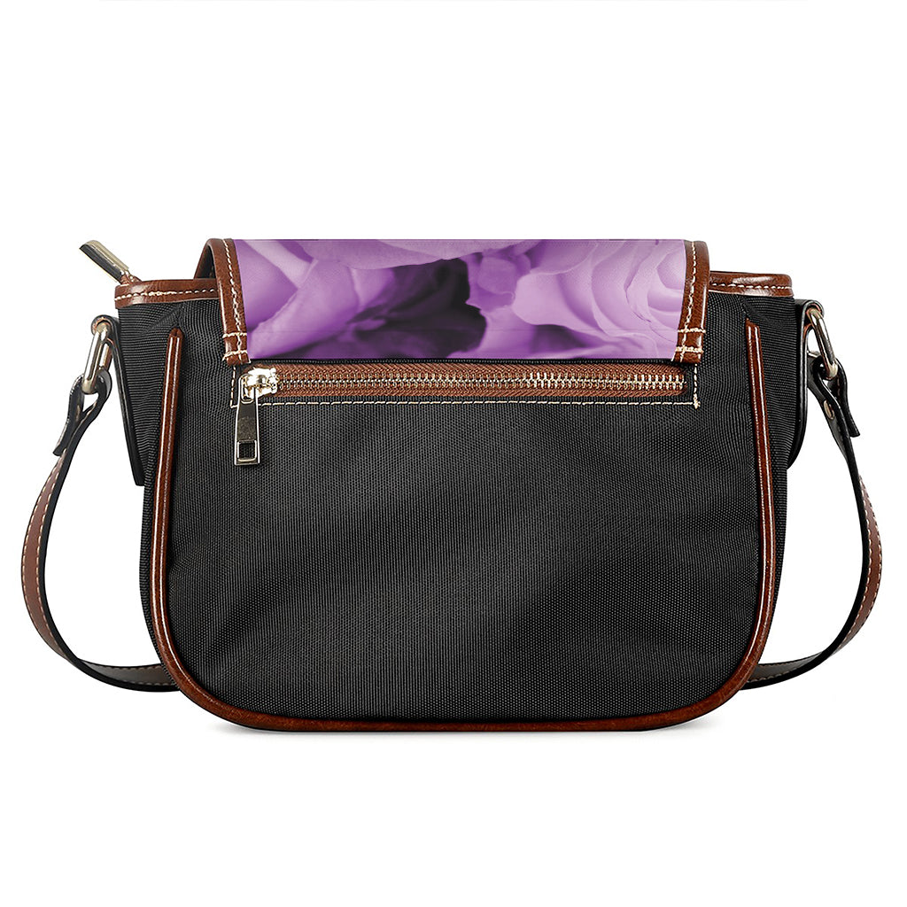 Purple Rose Print Saddle Bag