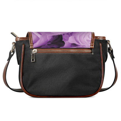 Purple Rose Print Saddle Bag