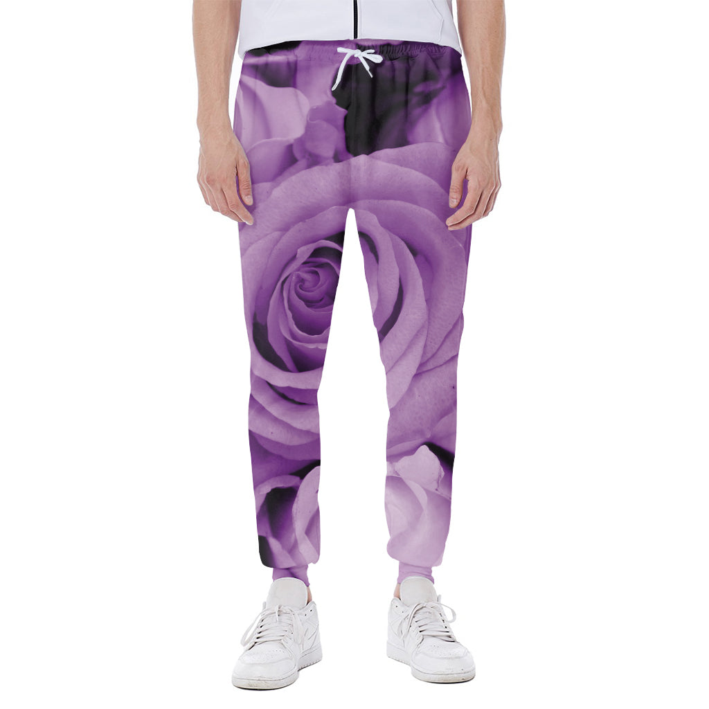 Purple Rose Print Scuba Joggers