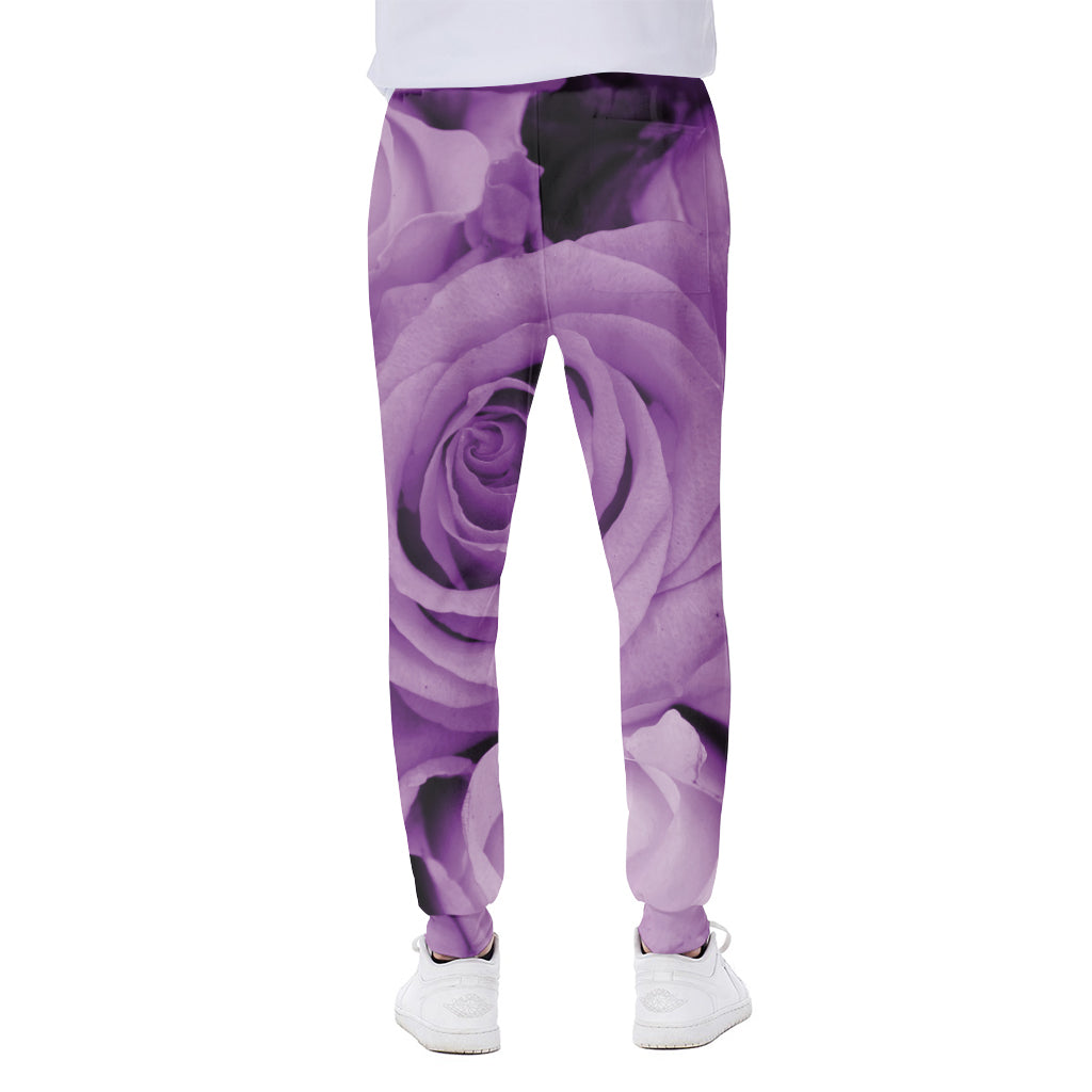 Purple Rose Print Scuba Joggers